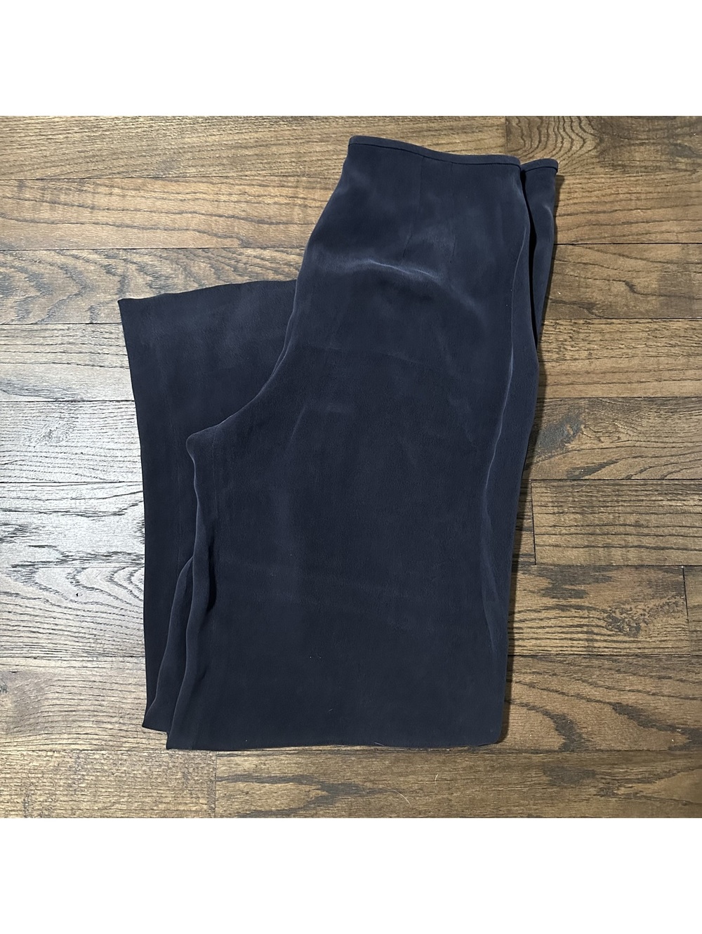 Travis Ayers 100% Silk Wide Leg Pants Navy Women’s Size 12 High Rise